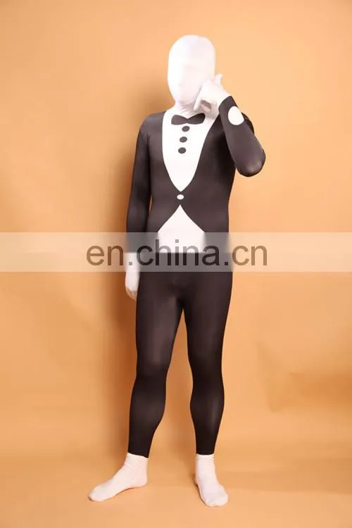 Black & White Slender Man Spandex Lycra Bodysuit Zentai Suits Halloween Fancy Dress