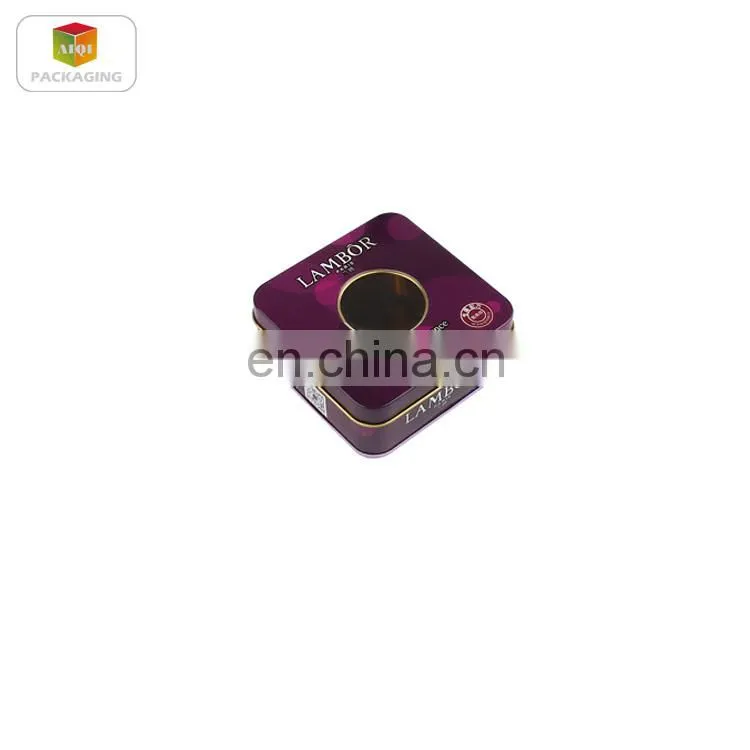square metal perfume packing tin box with PVC window on the lid