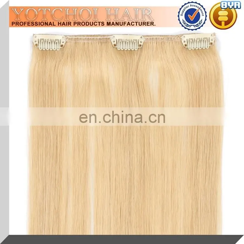 100% Real Human Hair Remy Hair Extensions Clip In Extensions(18inch,70g,#60 Platinum Blonde)