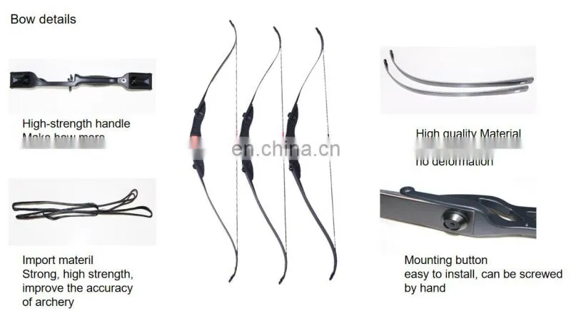 China Factory Wholesale Cheap Paintball Bunkers Game Archery Fishing Recurve Bows Aluminum Riser 30-50lb Bow for Kids and Adult