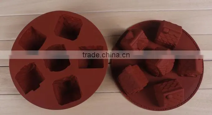 6 piece small house shaped bread pudding soap mold