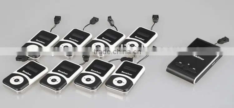 Hot Selling YARMEE VHF Wireless Audio Guide System Transmitter One Way Walkie Talkie with Microphone and Earphone