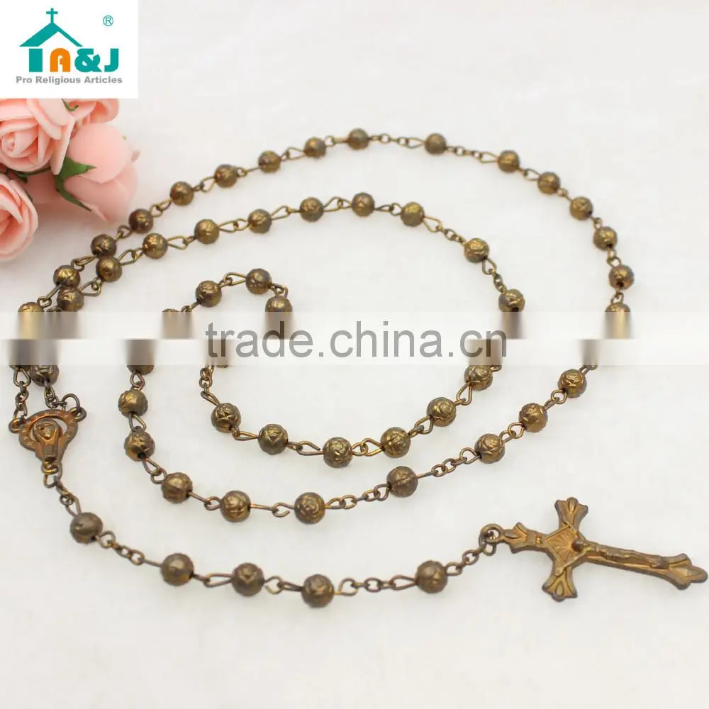 Religious catholic zinc alloy rosary bead wholesale necklace
