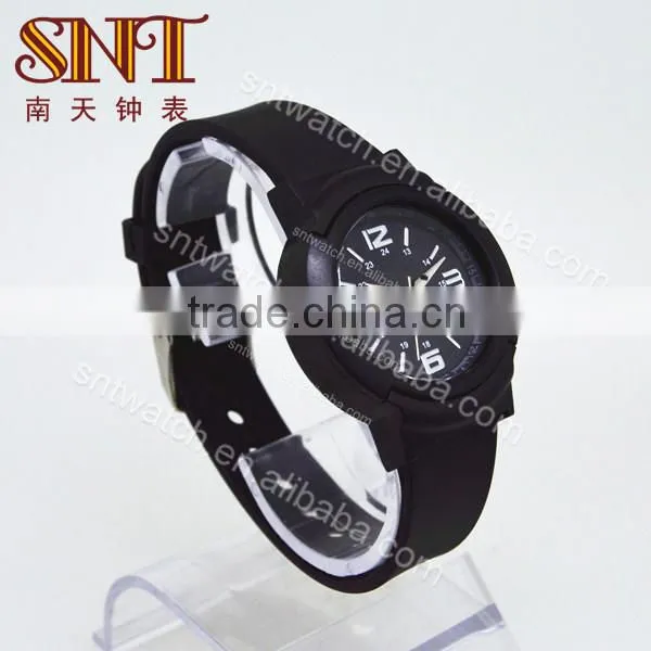 Custom plastic watch with black case and band