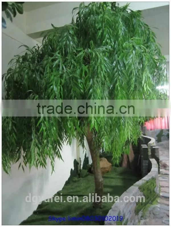 Fiberglass, plastic leaf,fiberglass trunk Material and Trees Plant Type Artificial Wepping Willow Tree for outdoor decoration