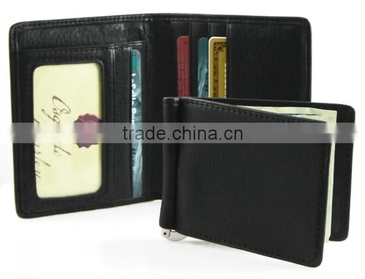 Functional Removable Money Clip Bifold Card Holder Cowhide Men Money Clip Wallet