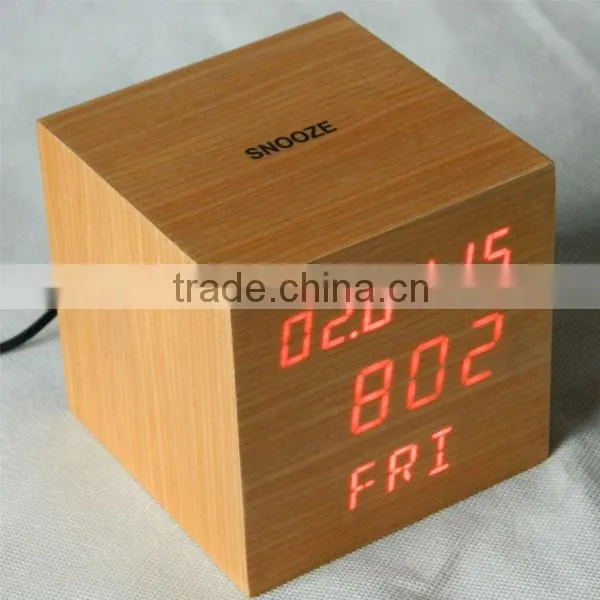 Digital LED Wood Table Clock with Calendar with CE