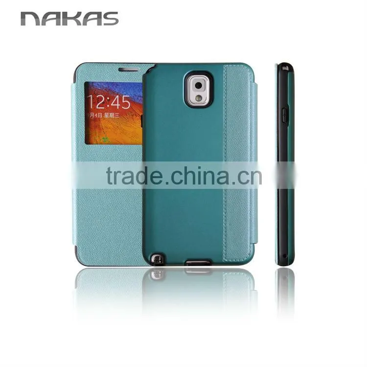 window smart view leather flip phone cover for Samsung galaxy note 3
