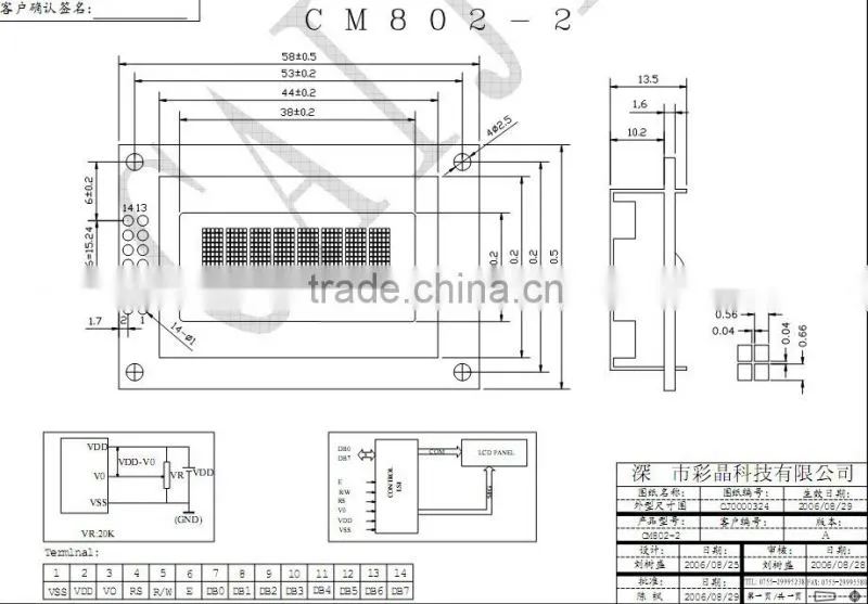 serial interface 8x2 lcd module support 3SPI or I2C interface with LED backlit