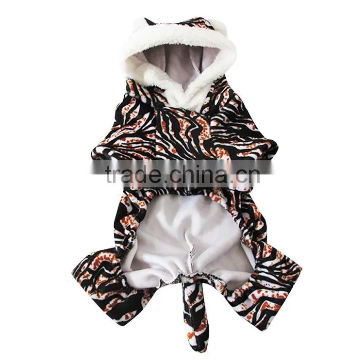 Black and White Dog Tiger Clothes with Warp-knitted Velvet fit for Spring Autumn and Winter