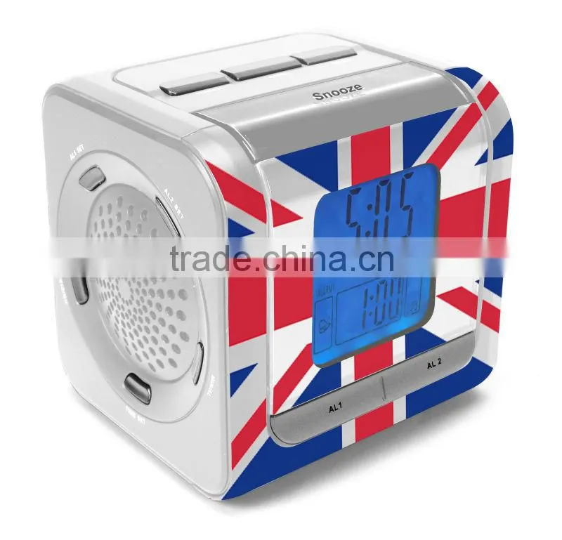 Creative UK Flag Digital Tuning Projector Alarm Clock Radio