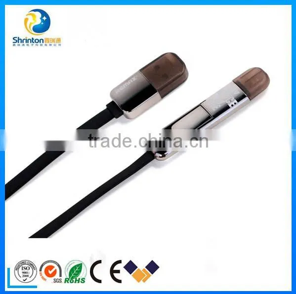 Mfi Certificate Remax High Quality 1M 2 In 1 usb cable compatible for Micro/iPhone
