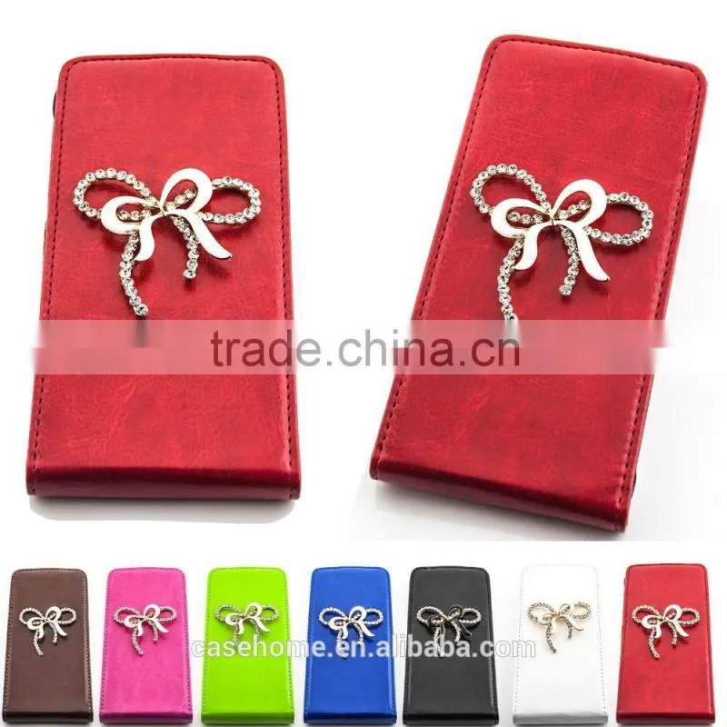 for ZTE Z819 New Luxury Bow Design Flip Wallet Style Case Bling Cover Case