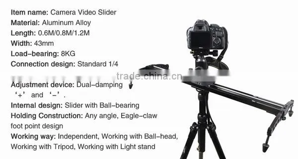 Commlite 24'' 60cm Camera Video Track Slider Video Stabilizer with Ball-Bearing for DSLR / Camcorders