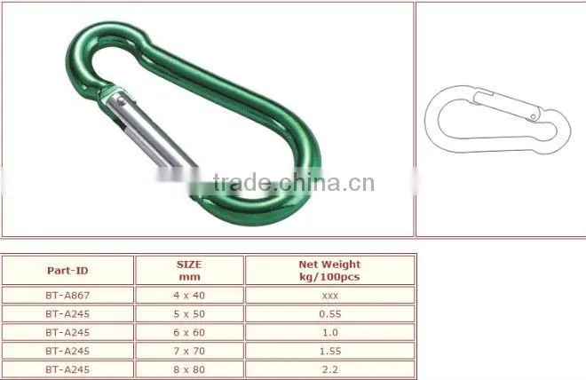 High Quality Aluminum Snap Hook Carabiner