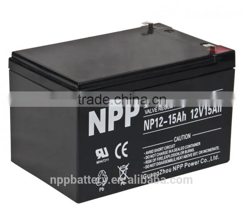 12V15AH mf power valve regulated lead acid battery 12v