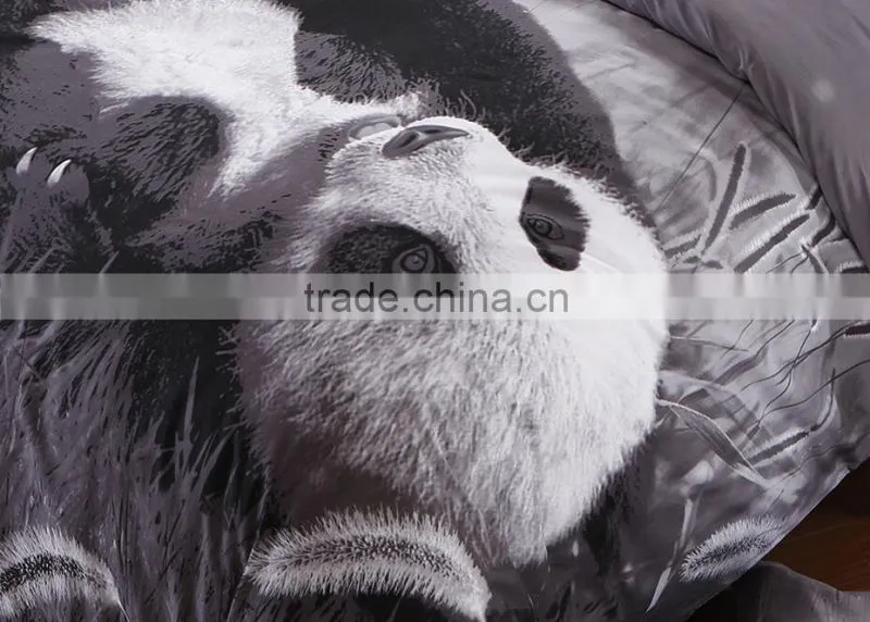 2016 fashion 3D panda 100% natural cotton bed cover set