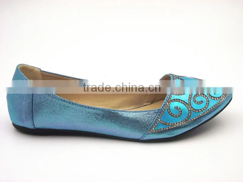 new fashion shining flower with diamond lady flat shoe dress shoes in stock