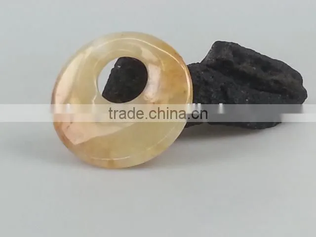 Donut Yellow Jade Pendants gemstone jewelry