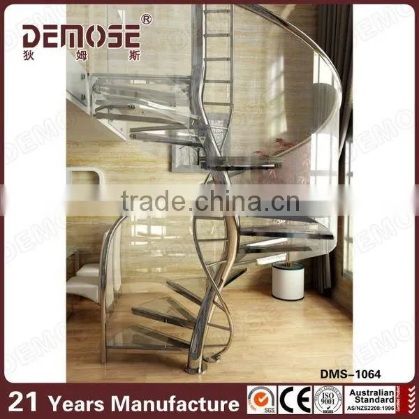 glass spiral staircase stairs handrail siderails tempered glass