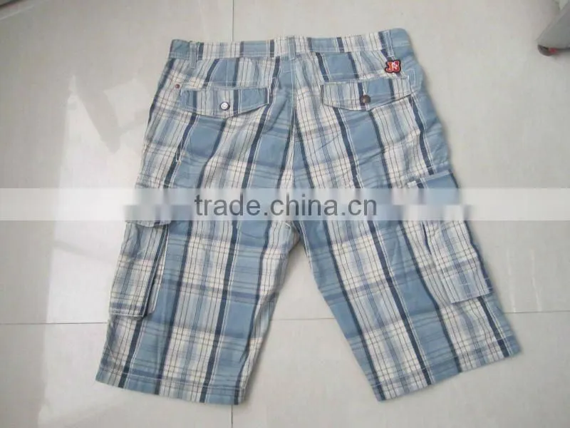 2012 mens fashion plaid cotton cargo bermuda shorts with 6 big pockets
