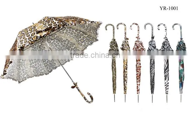 Fashion gift umbrella with leopard design printing,cheap light straight umbrella