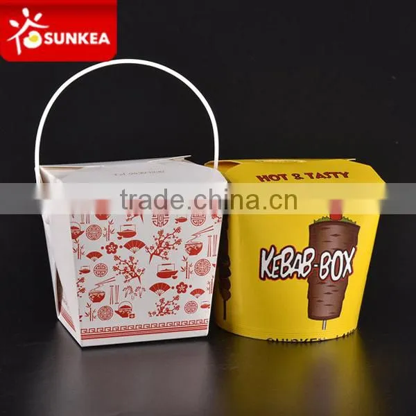 Healthy fast food paper box with handle, food packaging container