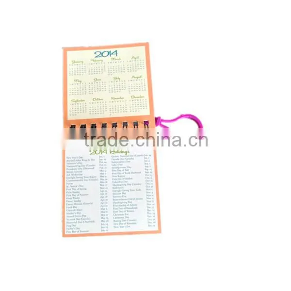 plastic key chain metal spiral mini calendar notepad with elastic band