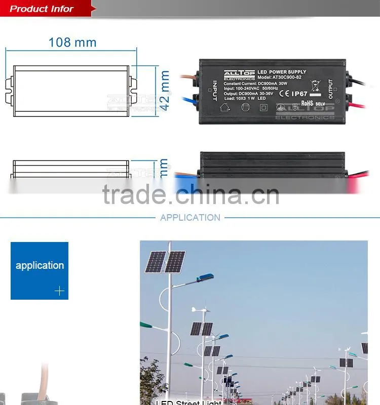 IP67 waterproof 20w 600mA led meanwell power supplies