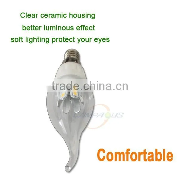 ce rohs e12 e14 e27 led chandelier candelabra bulb candle lights 85~265V AC ceramic 3w led candle lamp