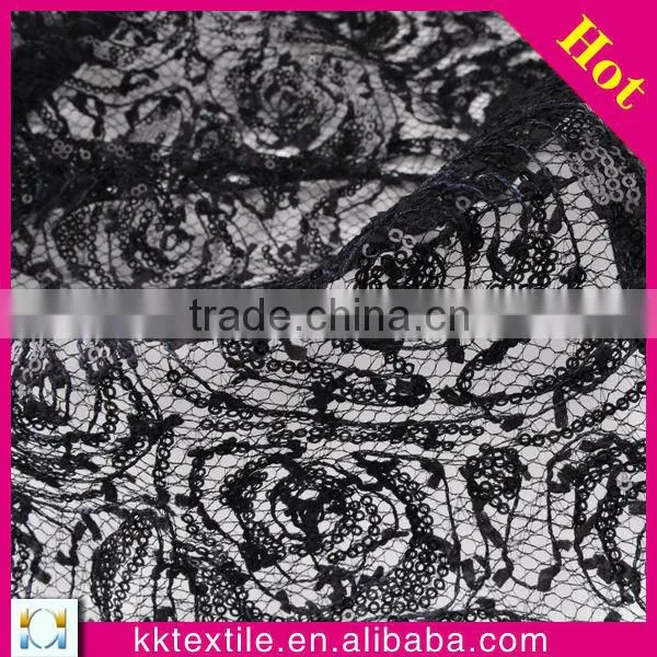 2015 new design polyester lace mesh sequin fabric for garments clothing