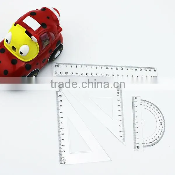 Hot Sale High Quality 20cm Geometric Plastic Ruler Triangle Protractor Set