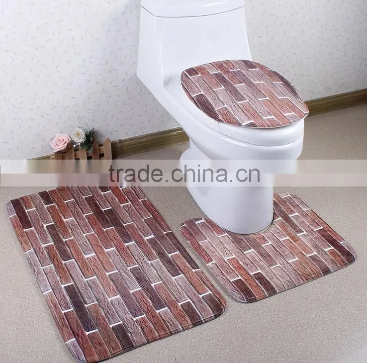 3D digital print 3pcs bath mat