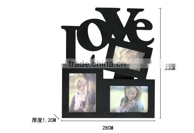 letter wood collage photo frame,wedding decoration,unique cooletion picture frame
