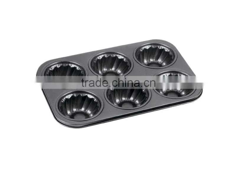 LFGB Approved Carbon Steel Non-stick Cake Pans of Muffin Pan with 6 Cups