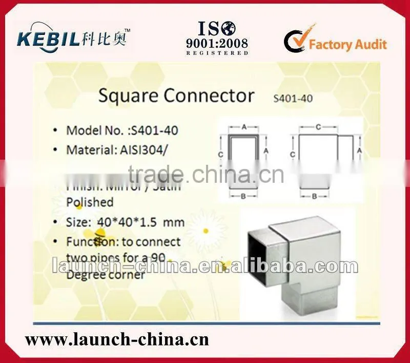 stainless steel 4 way square tube connector