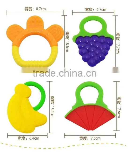 2016 Hot Sale bpa free fruit shaped silicone baby teether