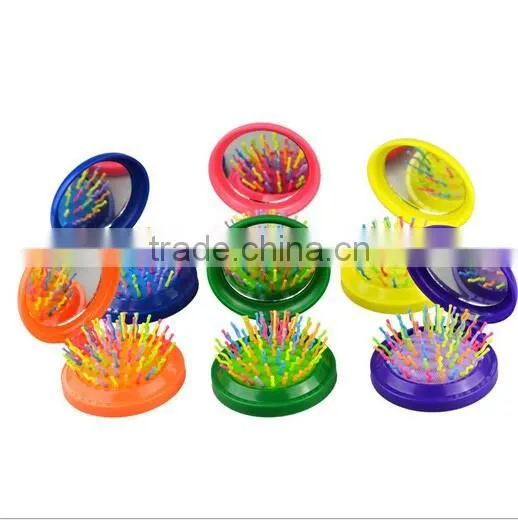 Customized Logo Girls Single Mirror with Comb Pocket Makeup Compact Mirror