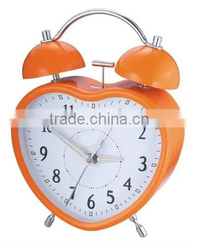 heart shape metal case mechanical alarm clock, desktop clock, Bedside clock, candy color clock