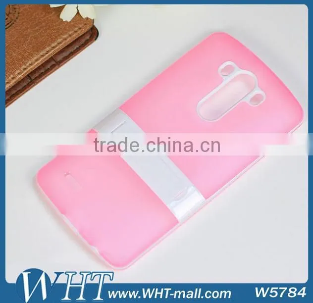 Double Color Design Hybrid Case for LG G3 TPU Cover+ PC Kickstand