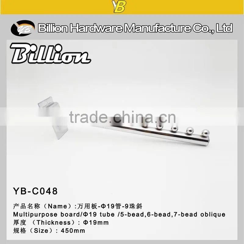 Chrome Ball Slatwall Metal Iron Hook / Supermarket Display Hook