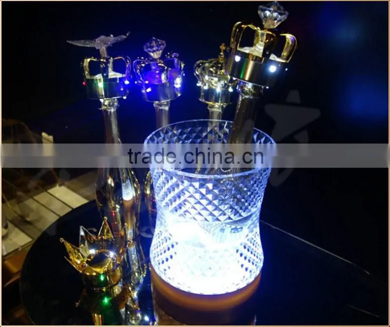 Bar cylinder shape diamond led lighted champagne ice bucket