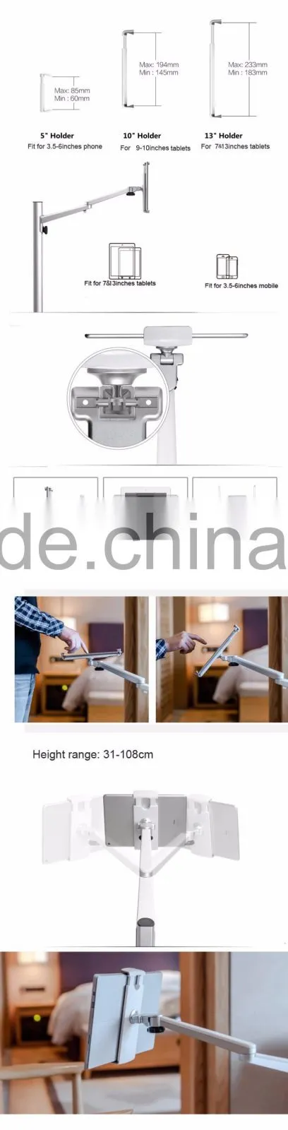 360 degree rotating adjustable height retractable tablet stand