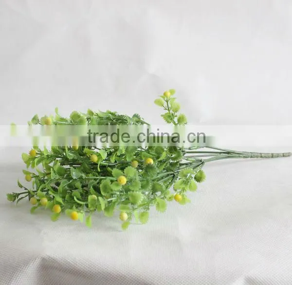 home decoration,7 heads apple green pastic artificial tropical plants