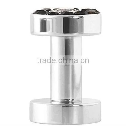 Black & Clear Big Bling Surgical Steel Screw-On Tunnel Plugs