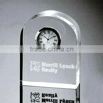 Laser Etched Crystal Clock Award Gift for Corporate Souvenirs