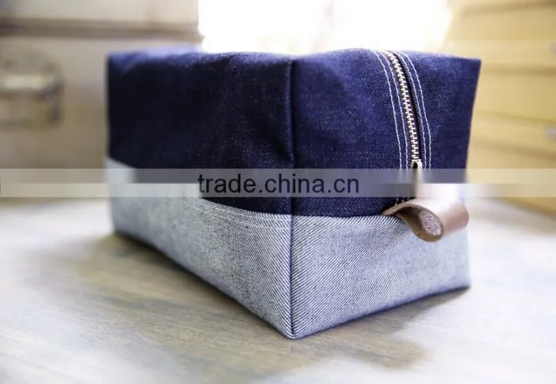 personalized women's waxed canvas toiletry bag /waxed canvas cosmetic bag /selvage denim bags and pouches