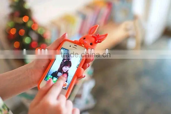 2013 the most lovely new rabbit design silicone mobile phone case