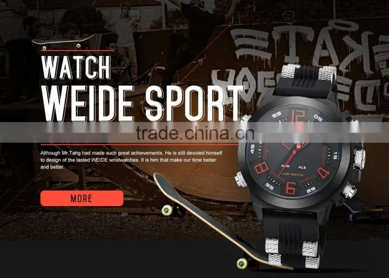 2016 WEIDE Unique Mens Watches led display man quartz watch fashion watches mens dive watch make your own digital watch