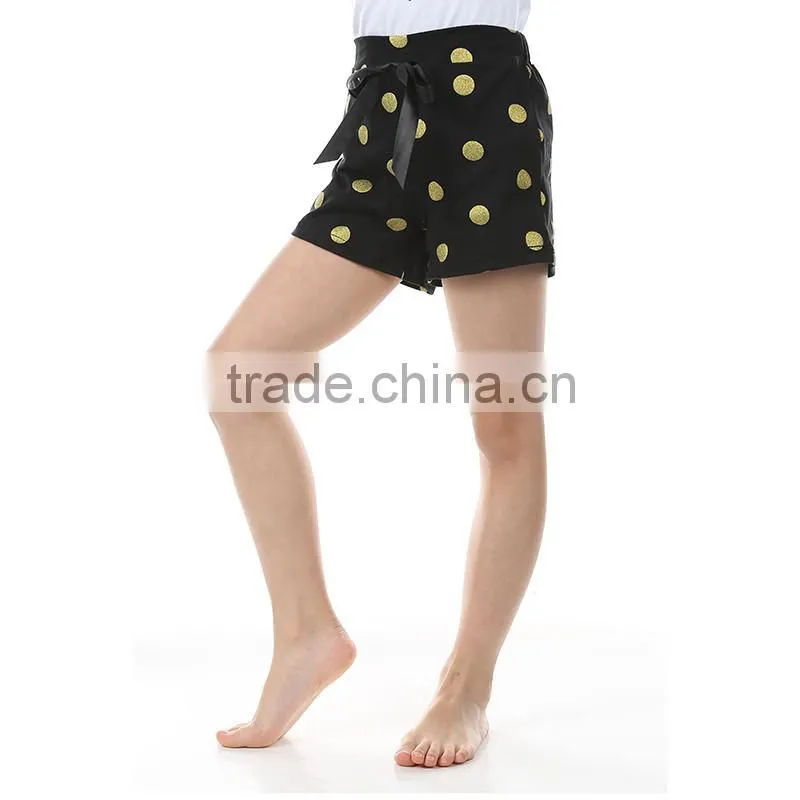 Multicolored dots bowknot design stylish easy sports doing cotton children girls shorts